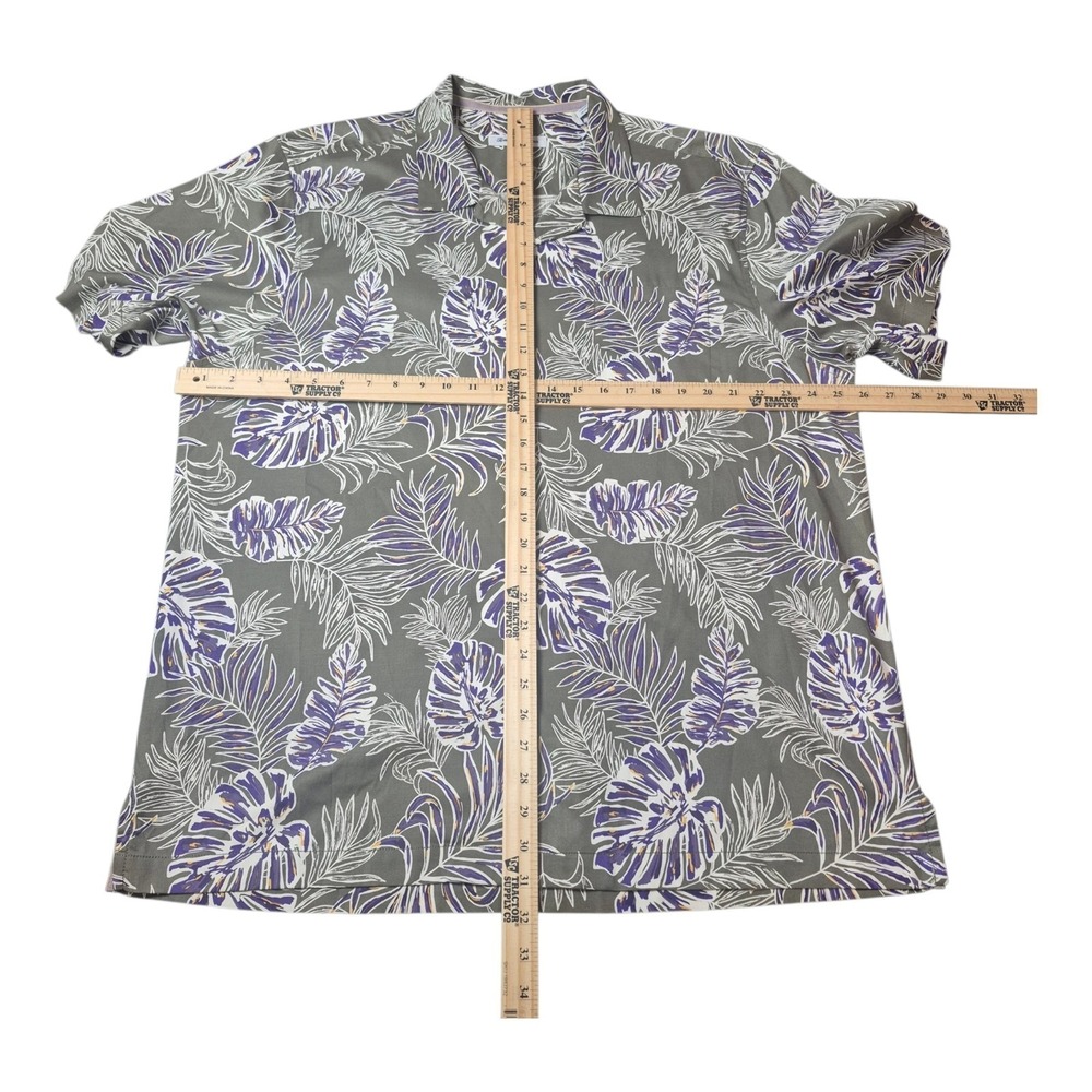 Tommy Bahama Men's XL Silk Hawaiian Camp Shirt Olive Green Purple Floral Tropic - Picture 4 of 7